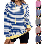 Damen gestreifter Kapuzenpullover mit stylischer Kängurutasche R&B