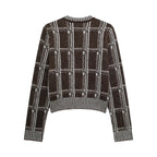 Damen Strickjacke mit modernem Karomuster und Knopfverschluss R&B