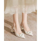 Damen Slingback Pumps mit dekorativen Metallakzenten und komfortablem Blockabsatz R&B