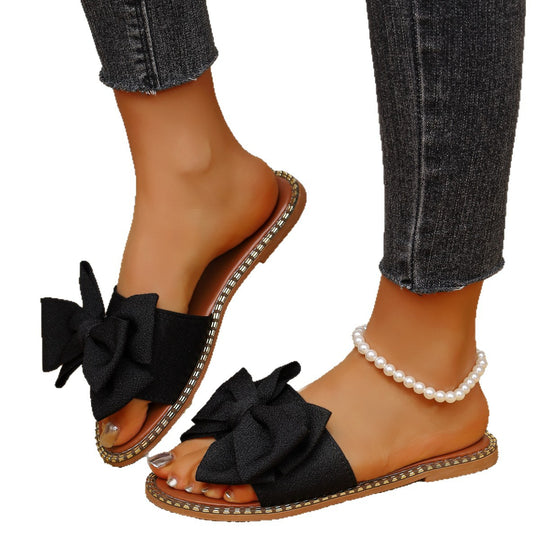 Damen elegante Slipper mit dekorativer Schleifenapplikation R&B