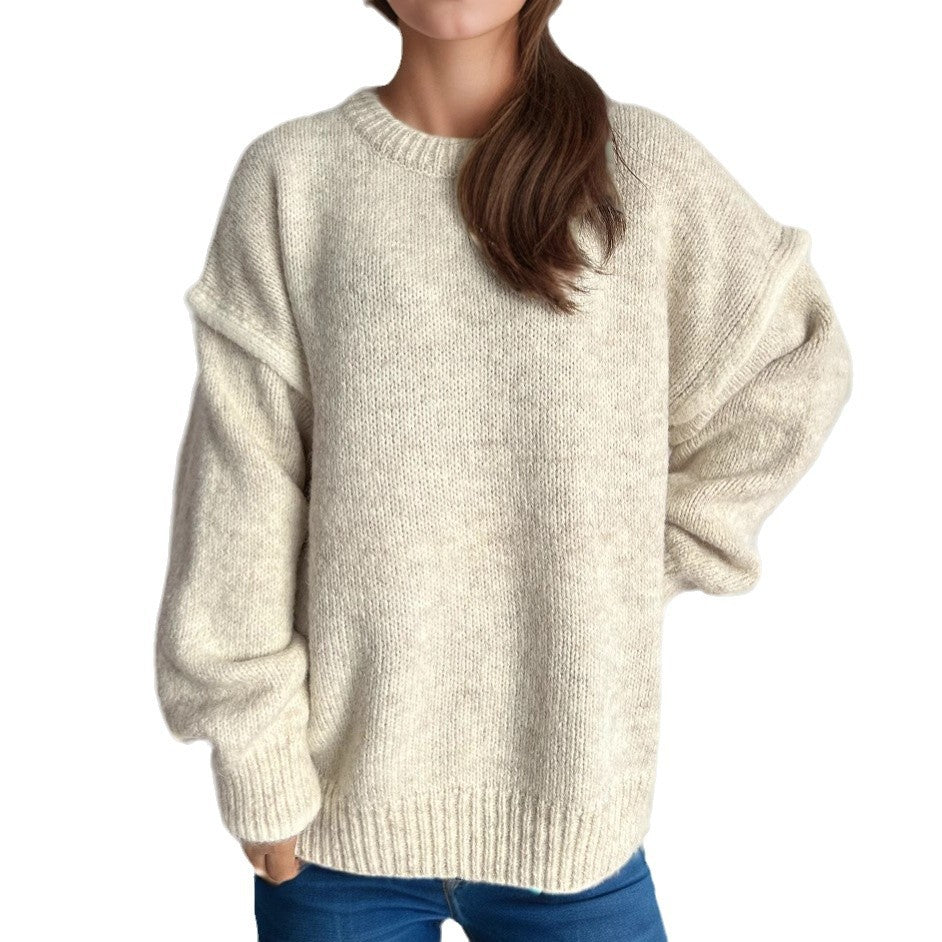 Damen Grobstrickpullover mit lässigem Schnitt und strukturiertem Design R&B
