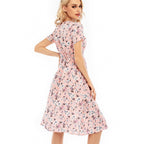 Damen Maxikleid mit floralen Mustern und elastischem Taillenbund R&B