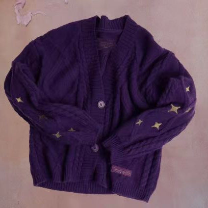 Damen Grob gestrickte Cardigan mit dekorativen Sternen R&B