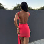 Damen figurbetontes Mini-Kleid mit eleganten Drapierungen und raffiniertem Bund R&B