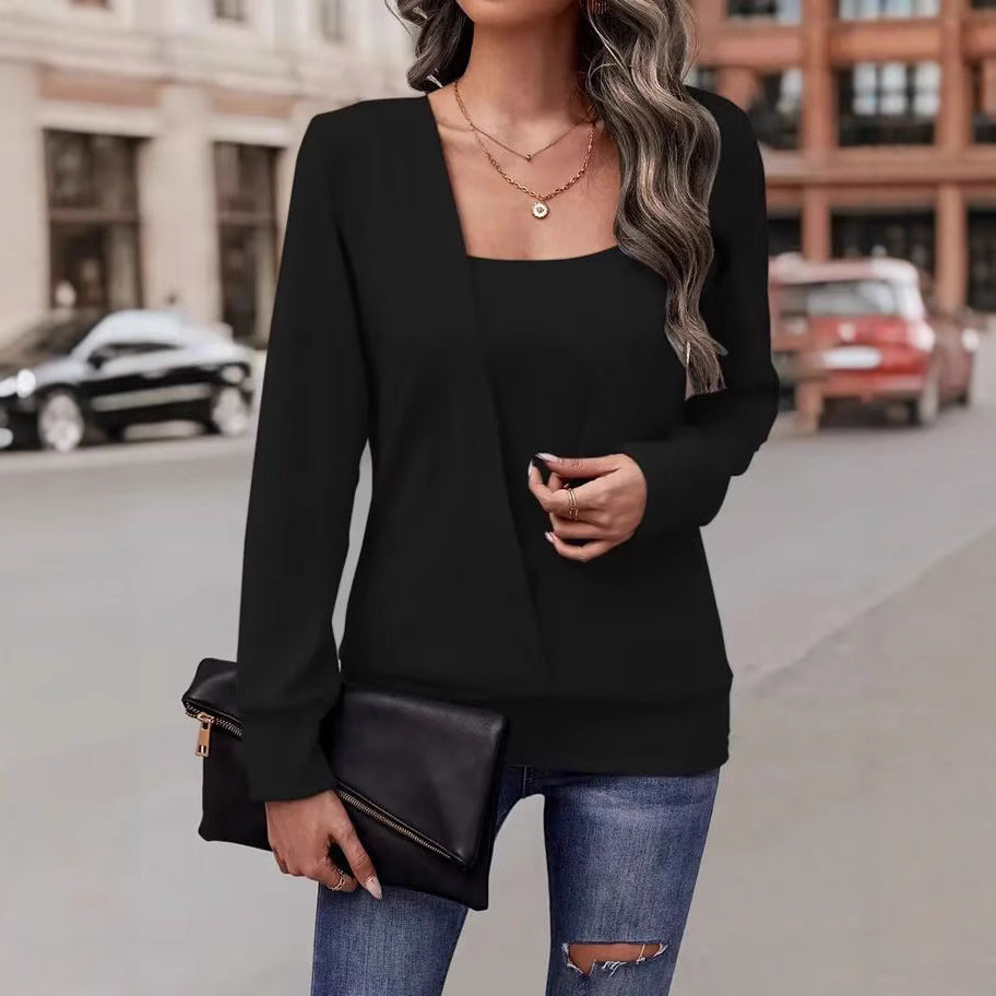 Damen Lässiger Pullover mit Quadrat-Ausschnitt und Oversized-Schnitt R&B