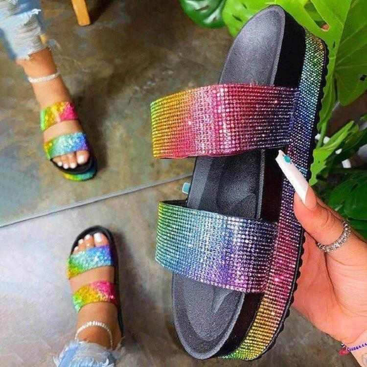 Damen Glamouröse Komfortsandalen mit Strassverzierungen R&B