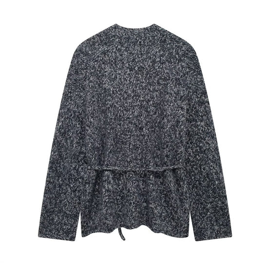 Damen Strickjacke mit Taillengürtel und weichem Material R&B