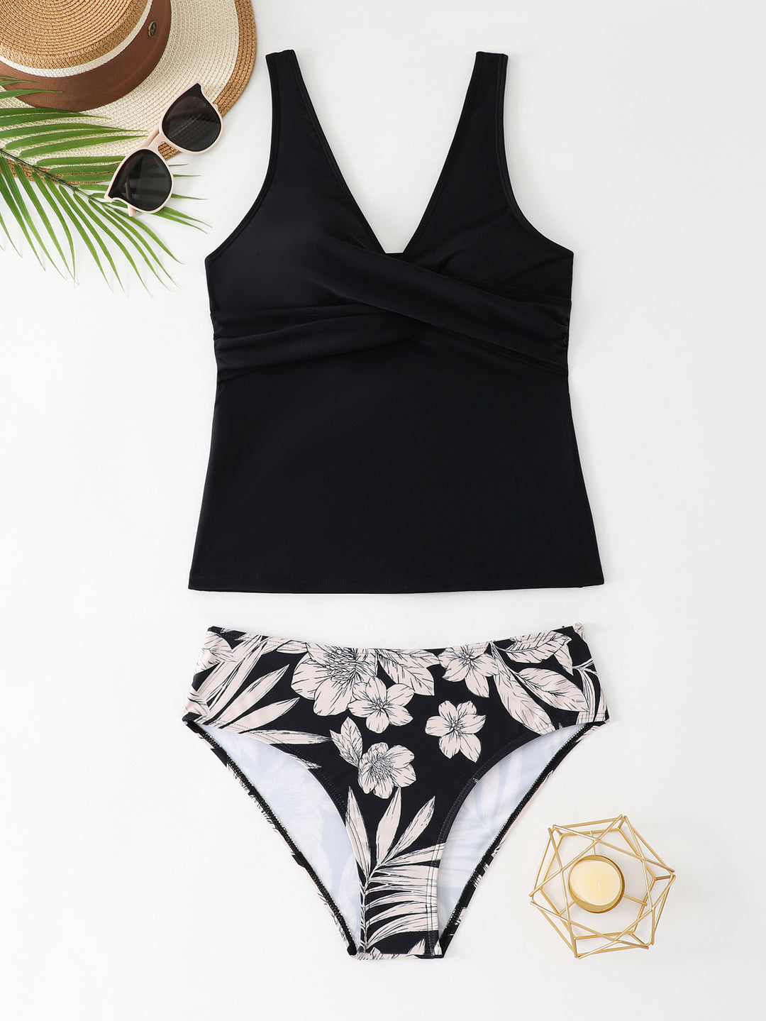 Damen Modischer Tankini mit floralem Unterteil R&B