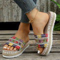 Damen Plattform-Sandalen mit buntem Ethno-Design R&B