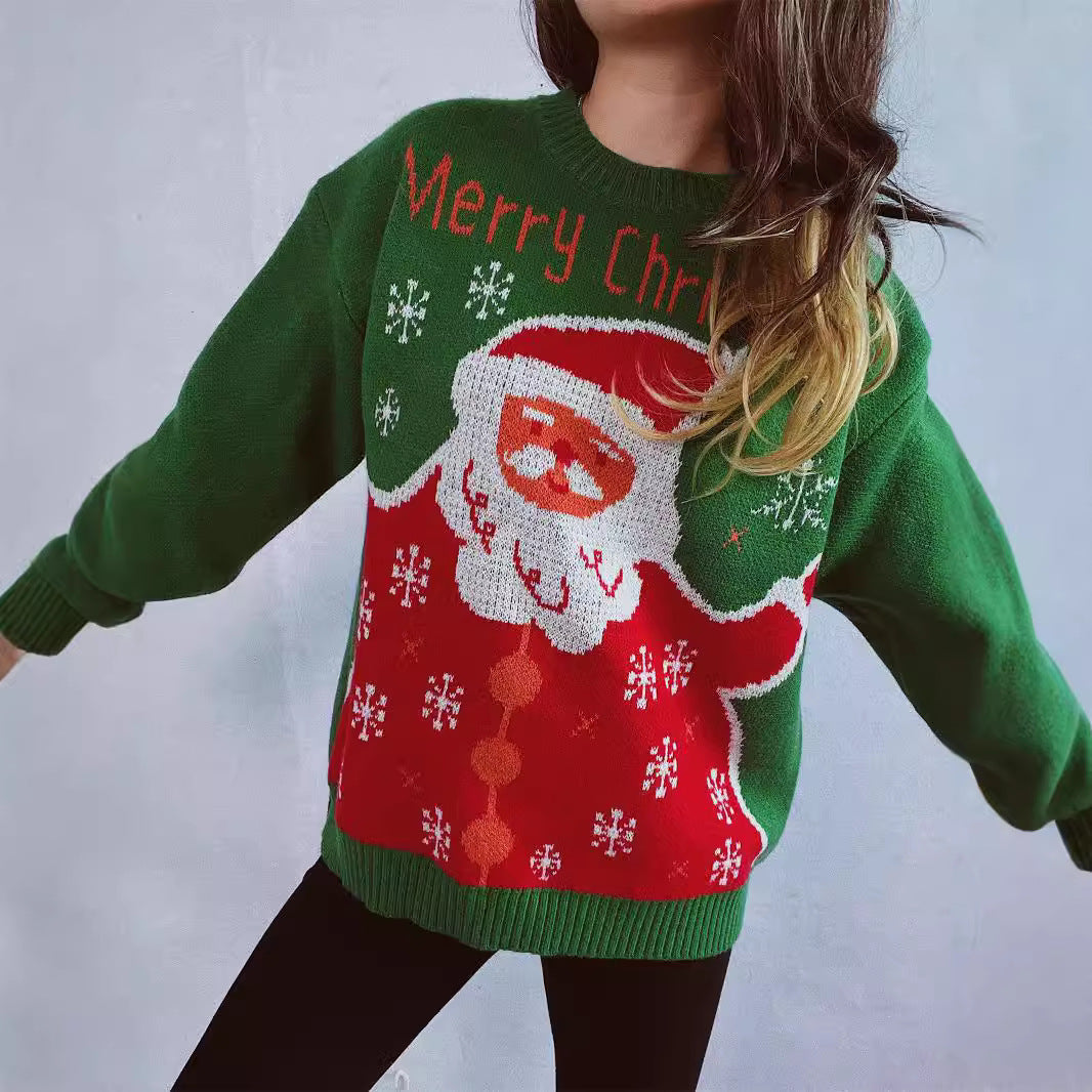 Damen Weihnachtspullover mit festlichem Santa-Motiv und bequemer Passform R&B