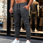 Herren nan tapered Jogginghose mit Kniepasse, elastischem Tunnelzugbund und Reißverschlusstaschen R&B