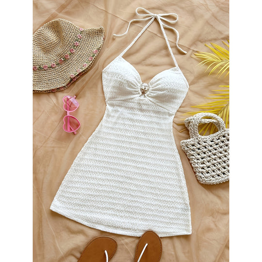Damen Strandkleid mit raffinierten Trägern und dekorativem Schlitz R&B