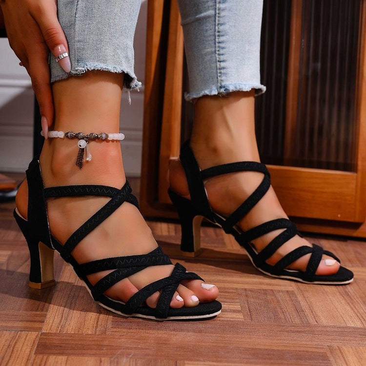 Damen elegante Riemchen-Sandalen mit funkelndem Detail R&B