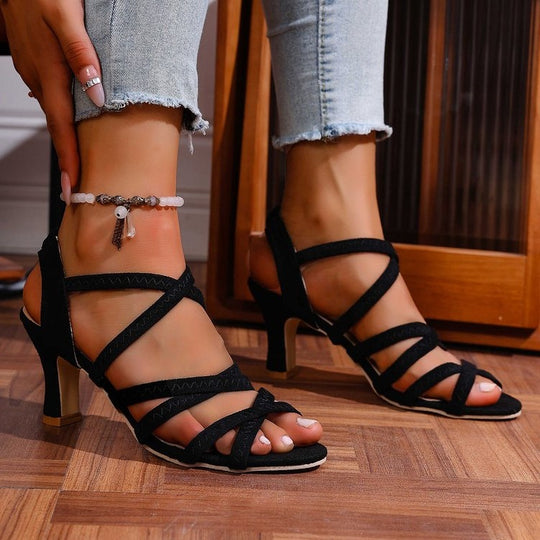 Damen elegante Riemchen-Sandalen mit funkelndem Detail R&B