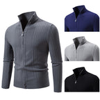 Herren stylische Strickjacke mit hohem Stehkragen und modischem Reißverschluss R&B