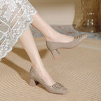 Damen elegante und modische Absatzschuhe mit quadratischer Zehenkappe