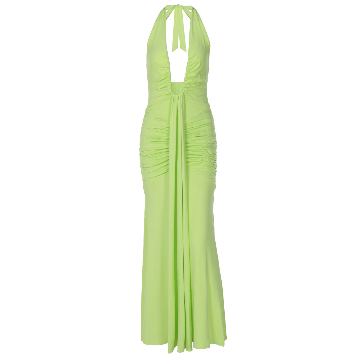 Damen Elegantes Maxikleid mit tiefem Ausschnitt und raffinierten Rüschendetails R&B
