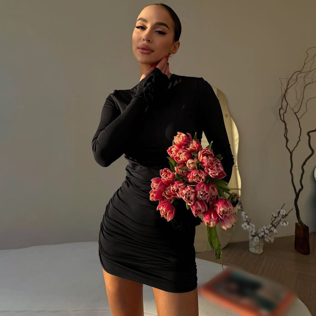 Damen Figurumspielendes Minikleid mit Raffung und Blumenmotiven R&B