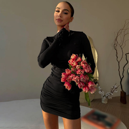 Damen Figurumspielendes Minikleid mit Raffung und Blumenmotiven R&B