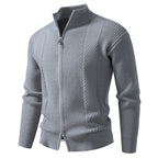 Herren modische Strickjacke mit Stehkragen und durchgehendem Reißverschluss R&B