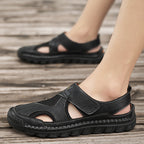 Damen Atmungsaktive Leder-Sandalen mit verstellbarem Klettverschluss R&B