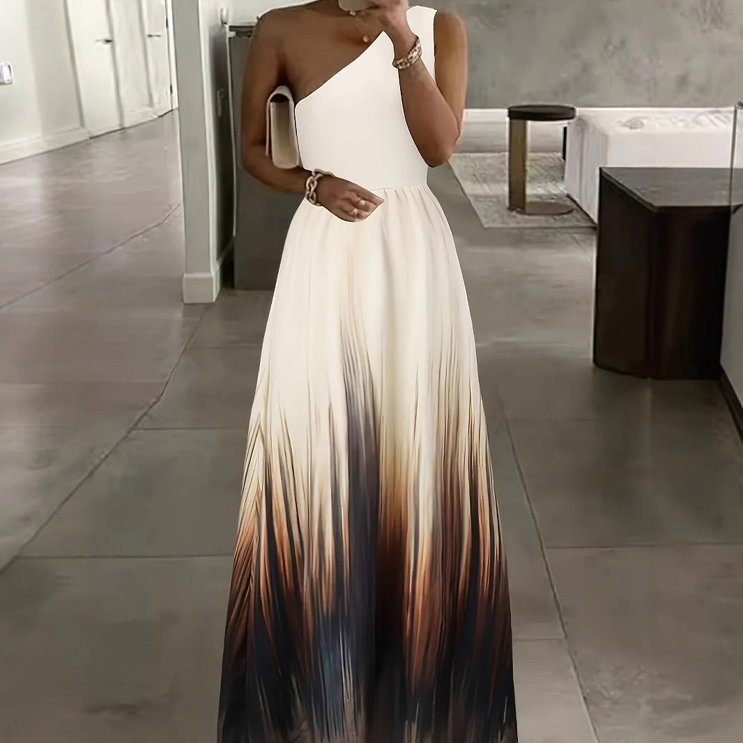 Damen Maxikleid mit asymmetrischem Schnitt und farbenfrohem Ombre-Design R&B