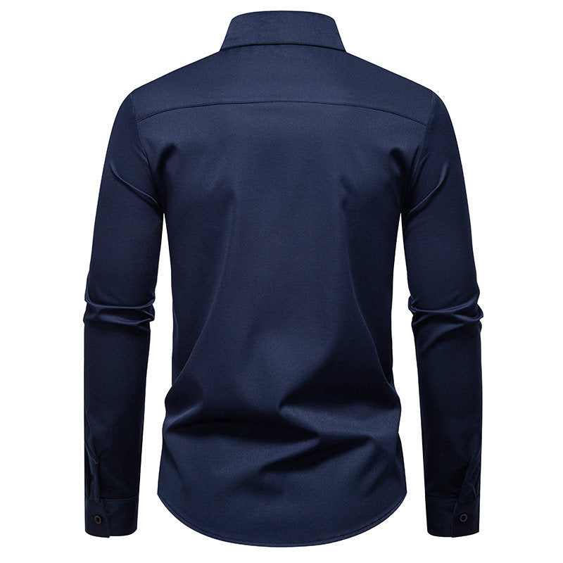 Herren Langarmhemd mit modischem Rippendesign R&B