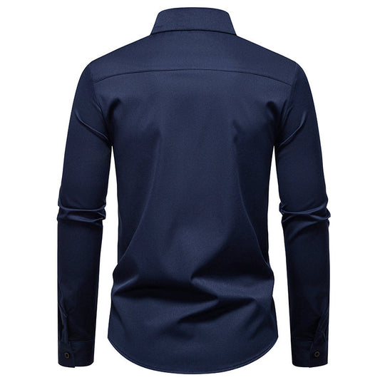 Herren Langarmhemd mit modischem Rippendesign R&B