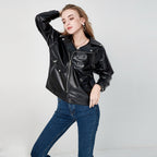 Damen Kunstleder Bikerjacke mit dekorativen Akzenten