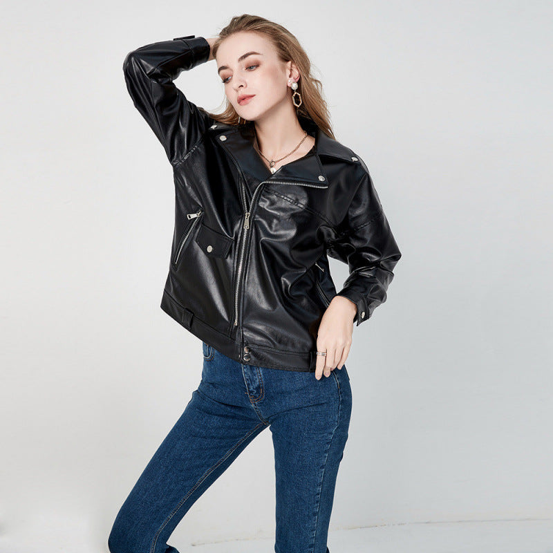 Damen Kunstleder Bikerjacke mit dekorativen Akzenten