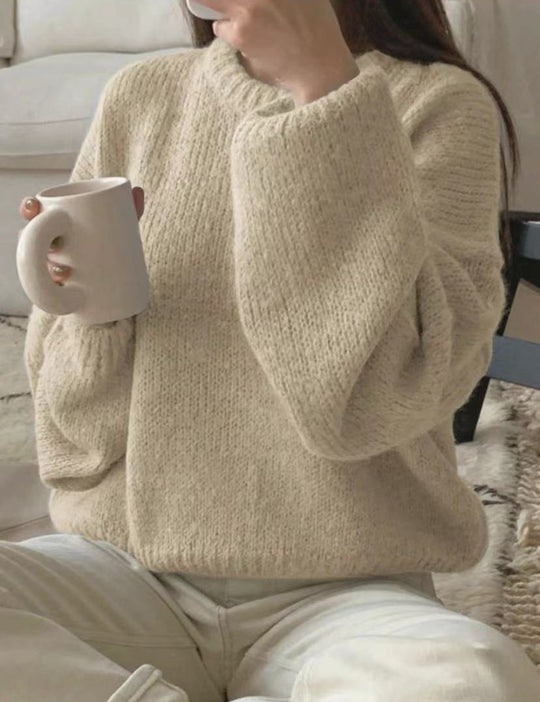 Damen Kuscheliger Strickpullover mit weitem Schnitt und klassischen Rippdetails R&B