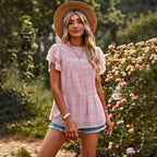 Damen Bluse mit Volantärmeln und frechem Muster R&B
