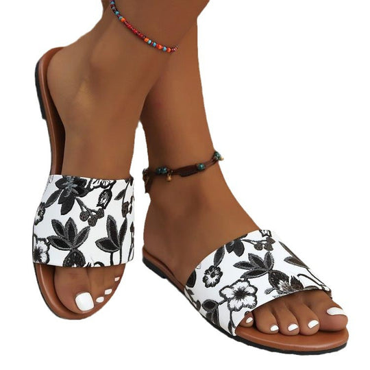 Damen komfortable Riemchen-Sandalen mit floralem Design R&B