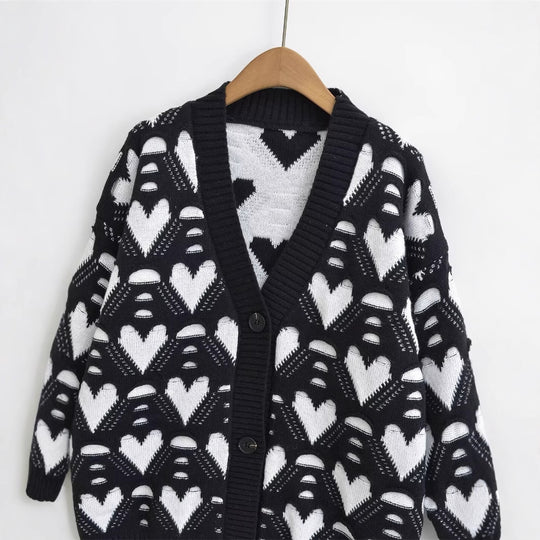 Damen Strickjacke mit Herzenmuster R&B