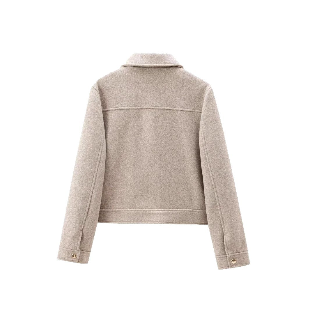 Damen modische kurz geschnittene Jacke mit praktischen Pattentaschen R&B