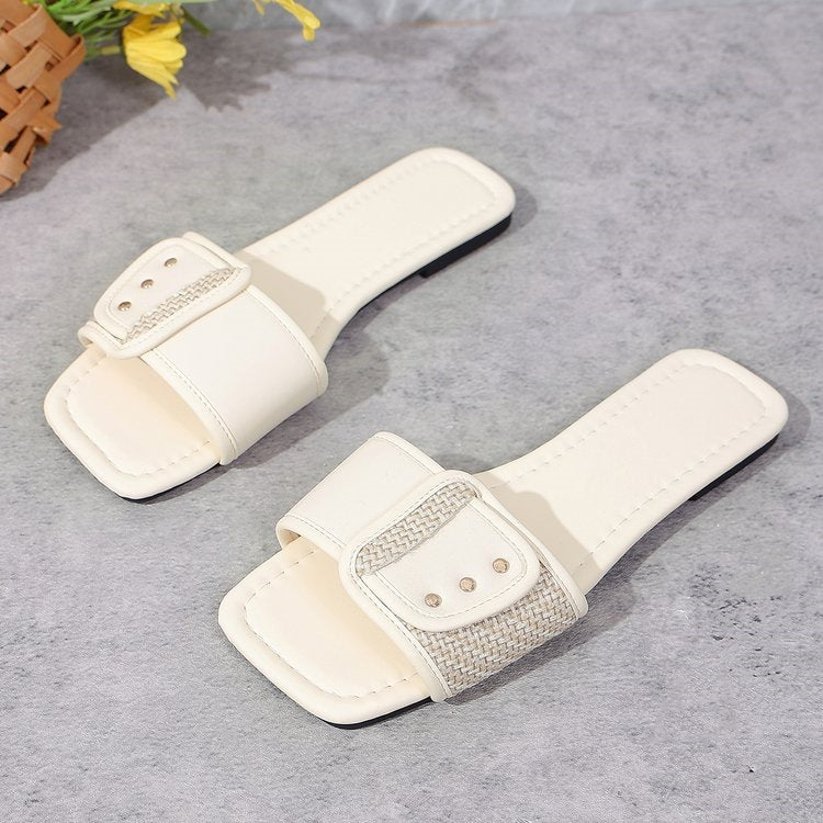 Damen Trendige Mules mit geflochtenem und dekorativem Riemen R&B