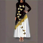 Damen Maxikleid mit elegantem Schmetterlingsdesign und funkelnden Akzenten