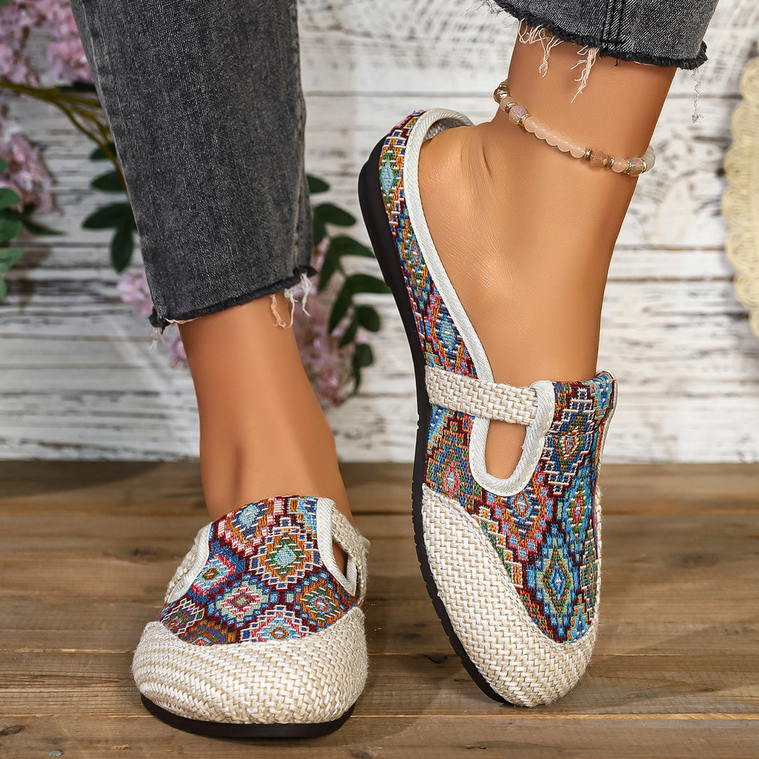 Damen komfortable und modische Clogs mit buntem Jacquard-Muster R&B