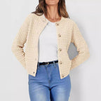 Damen Strukturierte Strickjacke mit Knopfverschluss und feiner Textur R&B