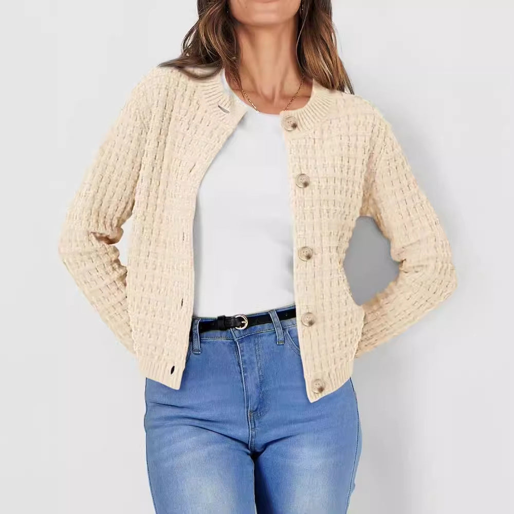Damen Strukturierte Strickjacke mit Knopfverschluss und feiner Textur R&B