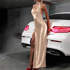Damen Elegantes Kleid mit tiefem V-Ausschnitt und hohem Schlitz R&B