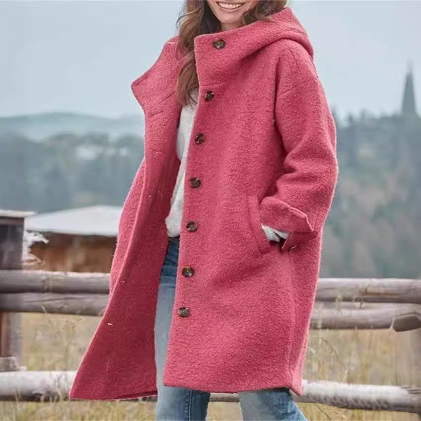 Damen Oversize-Wollmantel mit praktischen Taschen R&B