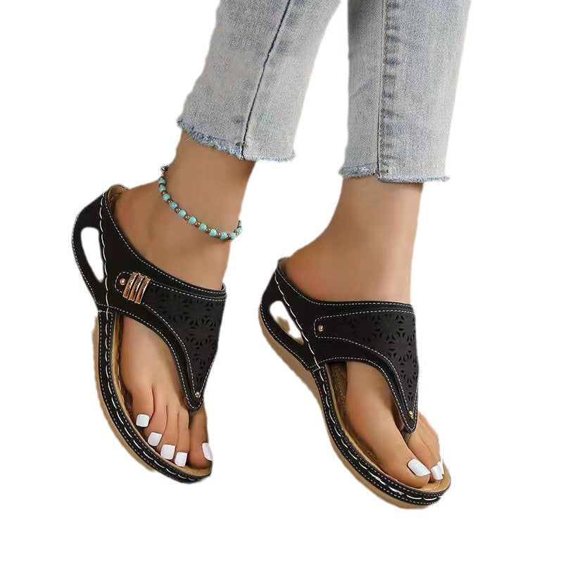 Damen nan ergonomische orthopädische Zehensteg-Sandalen mit gepolstertem Fußbett R&B