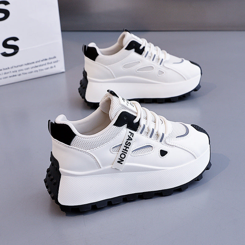 Damen Sneakers mit hohem Plateau und atmungsaktiver Mesh-Oberfläche R&B