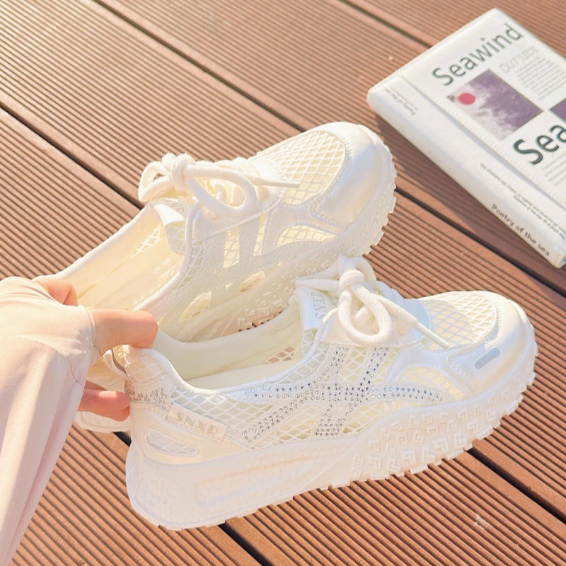 Damen Sportliche Sneaker mit atmungsaktivem Netzdesign und funkelnden Akzenten