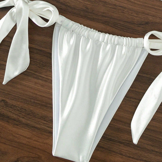 Damen Stilvoller Triangel-Bikini mit Schleifen-Details R&B