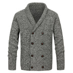 Herren hochwertige Strickjacke mit großem Revers und Knopfdetail R&B
