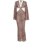 Damen Maxi-Kleid mit tiefem Rückenausschnitt und faszinierendem Animal-Print R&B