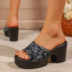 Damen Elegante und modische Sandalen mit offenem Zehenbereich und Blockabsatz R&B