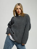 Damen Grob gestrickter Komfortpullover mit Rundhalsausschnitt